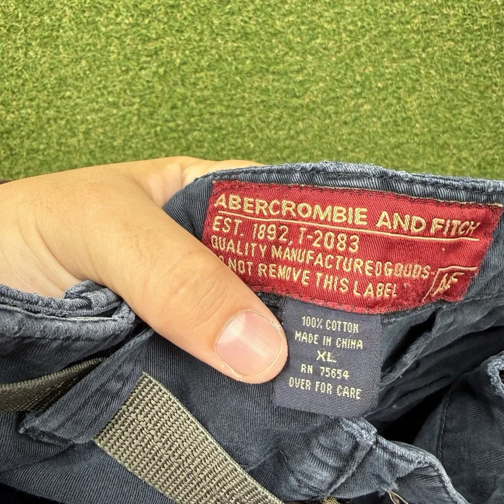 Vintage Abercrombie & Fitch Cargo Shorts Mens XL Blue Retro Belted y2k Skater